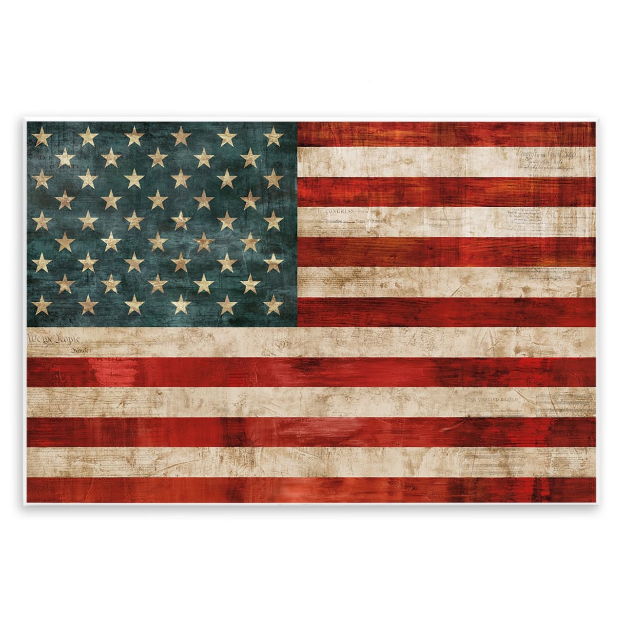 Stupell Industries US American Flag Rustic Pattern Wall Plaque Art